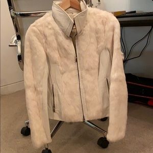 Leather jacket with rabbit fur.. worn only twice